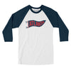 Atlanta Pennant Men/Unisex Raglan 3/4 Sleeve T-Shirt-White with Navy-Allegiant Goods Co. Vintage Sports Apparel