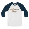 Alabama Beer Men/Unisex Raglan 3/4 Sleeve T-Shirt-White with Navy-Allegiant Goods Co. Vintage Sports Apparel