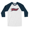 New England Pennant Men/Unisex Raglan 3/4 Sleeve T-Shirt-White with Navy-Allegiant Goods Co. Vintage Sports Apparel