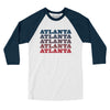 Atlanta Repeat Men/Unisex Raglan 3/4 Sleeve T-Shirt-White with Navy-Allegiant Goods Co. Vintage Sports Apparel