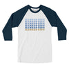 Kansas City Repeat Men/Unisex Raglan 3/4 Sleeve T-Shirt-White with Navy-Allegiant Goods Co. Vintage Sports Apparel
