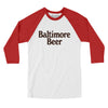 Baltimore Beer Men/Unisex Raglan 3/4 Sleeve T-Shirt-White with Red-Allegiant Goods Co. Vintage Sports Apparel