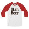 Utah Beer Men/Unisex Raglan 3/4 Sleeve T-Shirt-White with Red-Allegiant Goods Co. Vintage Sports Apparel