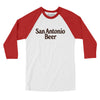 San Antonio Beer Men/Unisex Raglan 3/4 Sleeve T-Shirt-White with Red-Allegiant Goods Co. Vintage Sports Apparel