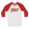 Calgary Pennant Men/Unisex Raglan 3/4 Sleeve T-Shirt-White with Red-Allegiant Goods Co. Vintage Sports Apparel