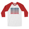 Atlanta Repeat Men/Unisex Raglan 3/4 Sleeve T-Shirt-White with Red-Allegiant Goods Co. Vintage Sports Apparel