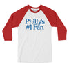 Philly's Number 1 Fan Men/Unisex Raglan 3/4 Sleeve T-Shirt-White with Red-Allegiant Goods Co. Vintage Sports Apparel