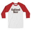 Oakland Beer Men/Unisex Raglan 3/4 Sleeve T-Shirt-White with Red-Allegiant Goods Co. Vintage Sports Apparel