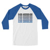 Los Angeles Repeat Men/Unisex Raglan 3/4 Sleeve T-Shirt-White with True Royal-Allegiant Goods Co. Vintage Sports Apparel