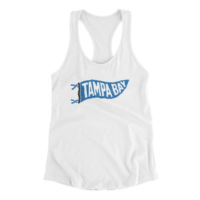 Tampa Bay Pennant Women's Racerback Tank-White-Allegiant Goods Co. Vintage Sports Apparel