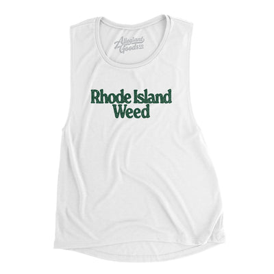 Rhode Island Weed Women's Flowey Scoopneck Muscle Tank-White-Allegiant Goods Co. Vintage Sports Apparel