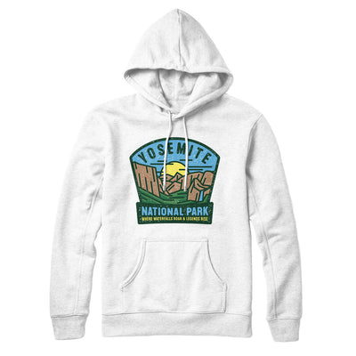 Yosemite National Park Badge Hoodie-White-Allegiant Goods Co. Vintage Sports Apparel