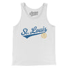 St Louis Vintage Script Men/Unisex Tank Top-White-Allegiant Goods Co. Vintage Sports Apparel