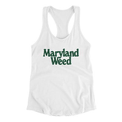 Maryland Weed Women's Racerback Tank-White-Allegiant Goods Co. Vintage Sports Apparel