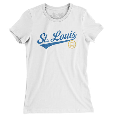 St Louis Vintage Script Women's T-Shirt-White-Allegiant Goods Co. Vintage Sports Apparel