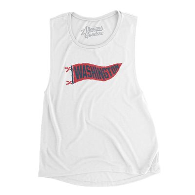 Washington Pennant Women's Flowey Scoopneck Muscle Tank-White-Allegiant Goods Co. Vintage Sports Apparel