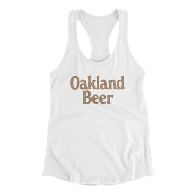 Oakland Beer Women's Racerback Tank-White-Allegiant Goods Co. Vintage Sports Apparel