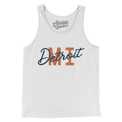 Detroit Mi Overprinted Men/Unisex Tank Top-White-Allegiant Goods Co. Vintage Sports Apparel