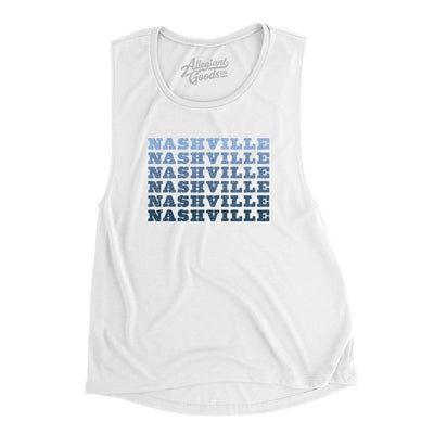 Nashville Repeat Women's Flowey Scoopneck Muscle Tank-White-Allegiant Goods Co. Vintage Sports Apparel