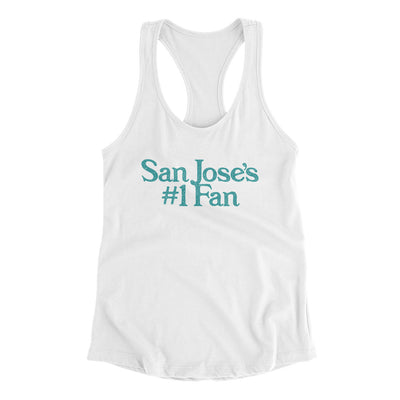 San Jose's Number 1 Fan Women's Racerback Tank-White-Allegiant Goods Co. Vintage Sports Apparel