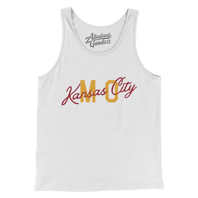 Kansas City Mo Overprinted Men/Unisex Tank Top-White-Allegiant Goods Co. Vintage Sports Apparel