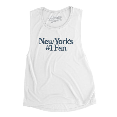 New York's Number 1 Fan Women's Flowey Scoopneck Muscle Tank-White-Allegiant Goods Co. Vintage Sports Apparel