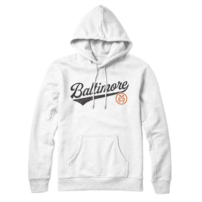 Baltimore Vintage Script Hoodie-White-Allegiant Goods Co. Vintage Sports Apparel