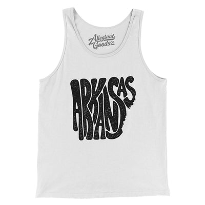 Arkansas State Shape Text Men/Unisex Tank Top-White-Allegiant Goods Co. Vintage Sports Apparel