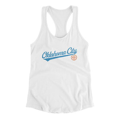 Oklahoma City Vintage Script Women's Racerback Tank-White-Allegiant Goods Co. Vintage Sports Apparel