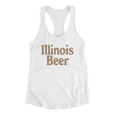 Illinois Beer Women's Racerback Tank-White-Allegiant Goods Co. Vintage Sports Apparel