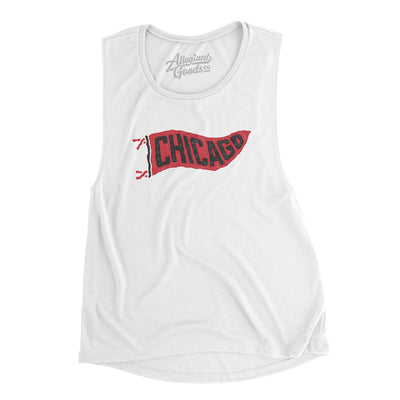 Chicago Pennant Women's Flowey Scoopneck Muscle Tank-White-Allegiant Goods Co. Vintage Sports Apparel