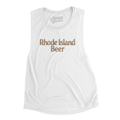 Rhode Island Beer Women's Flowey Scoopneck Muscle Tank-White-Allegiant Goods Co. Vintage Sports Apparel