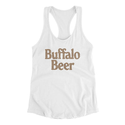 Buffalo Beer Women's Racerback Tank-White-Allegiant Goods Co. Vintage Sports Apparel