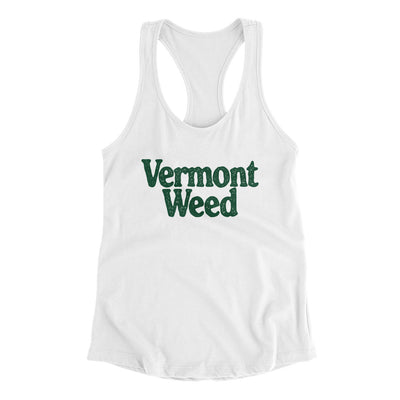 Vermont Weed Women's Racerback Tank-White-Allegiant Goods Co. Vintage Sports Apparel