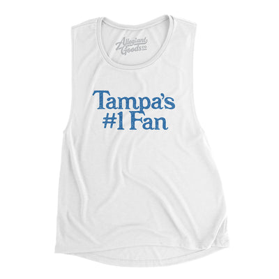 Tampa's Number 1 Fan Women's Flowey Scoopneck Muscle Tank-White-Allegiant Goods Co. Vintage Sports Apparel