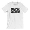 Kansas State Shape Text Men/Unisex T-Shirt-White-Allegiant Goods Co. Vintage Sports Apparel