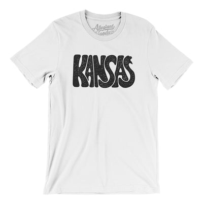 Kansas State Shape Text Men/Unisex T-Shirt-White-Allegiant Goods Co. Vintage Sports Apparel