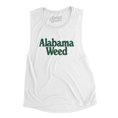 Alabama Weed Women's Flowey Scoopneck Muscle Tank-White-Allegiant Goods Co. Vintage Sports Apparel