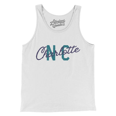 Charlotte Nc Overprinted Men/Unisex Tank Top-White-Allegiant Goods Co. Vintage Sports Apparel