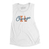 Chicago Illinois Overprinted Women's Flowey Scoopneck Muscle Tank-White-Allegiant Goods Co. Vintage Sports Apparel