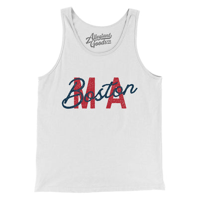 Boston Ma Overprint Overprinted Men/Unisex Tank Top-White-Allegiant Goods Co. Vintage Sports Apparel