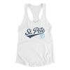 St Pete Vintage Script Women's Racerback Tank-White-Allegiant Goods Co. Vintage Sports Apparel