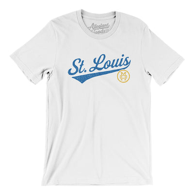 St Louis Vintage Script Men/Unisex T-Shirt-White-Allegiant Goods Co. Vintage Sports Apparel