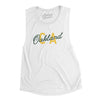 Oakland Ca Overprint Women's Flowey Scoopneck Muscle Tank-White-Allegiant Goods Co. Vintage Sports Apparel