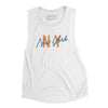 New York Ny Overprinted Women's Flowey Scoopneck Muscle Tank-White-Allegiant Goods Co. Vintage Sports Apparel