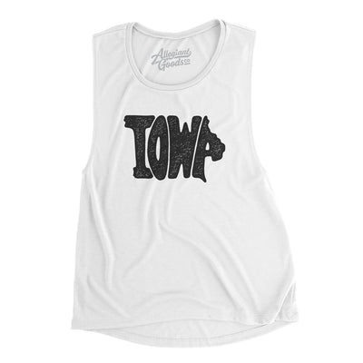 Iowa State Shape Text Women's Flowey Scoopneck Muscle Tank-White-Allegiant Goods Co. Vintage Sports Apparel