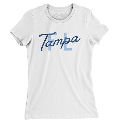 Tampa Fl Overprinted Women's T-Shirt-White-Allegiant Goods Co. Vintage Sports Apparel