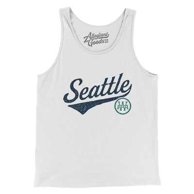 Seattle Vintage Script Men/Unisex Tank Top-White-Allegiant Goods Co. Vintage Sports Apparel