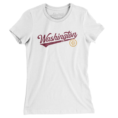 Washington Dc Vintage Script Women's T-Shirt-White-Allegiant Goods Co. Vintage Sports Apparel