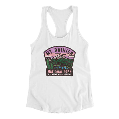 Mt. Rainier National Park Badge Women's Racerback Tank-White-Allegiant Goods Co. Vintage Sports Apparel